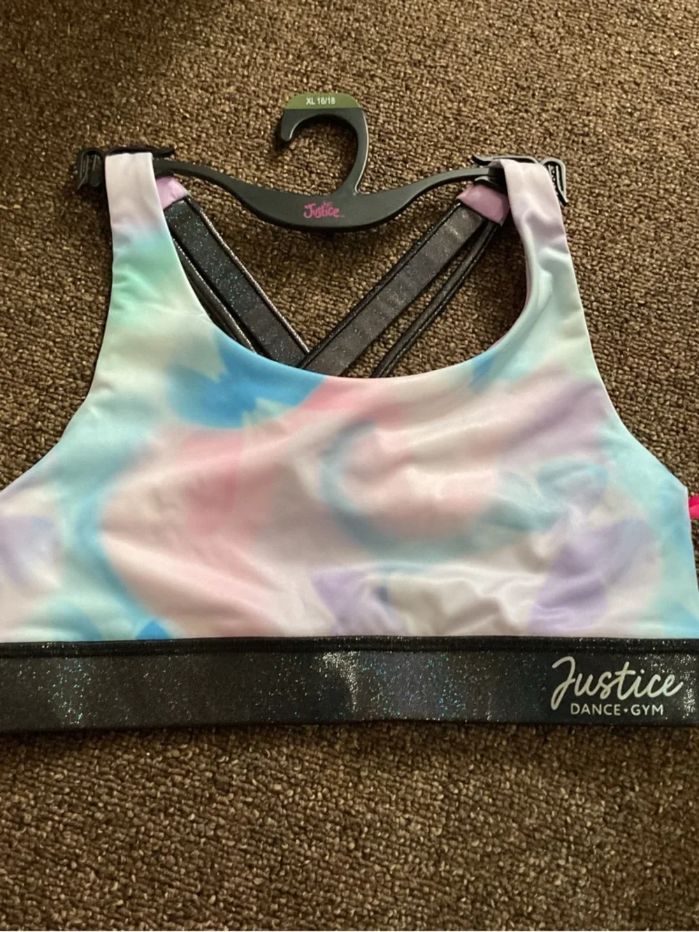NWT Justice Tie Dye Butterfly Sports bra Large 12/14
